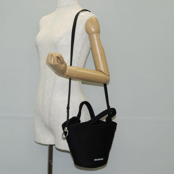 BALENCIAGA Ibiza Small Shoulder Bag Nylon Black Silver 695612 Auth ac3862M