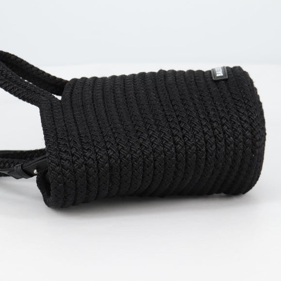 BALENCIAGA Ibiza Small Shoulder Bag Nylon Black Silver 695612 Auth ac3862M