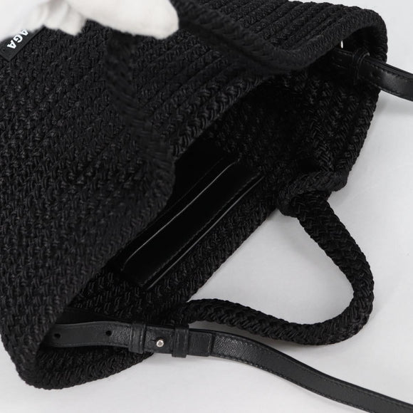 BALENCIAGA Ibiza Small Shoulder Bag Nylon Black Silver 695612 Auth ac3862M