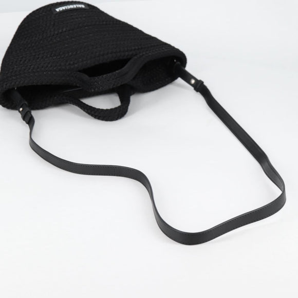 BALENCIAGA Ibiza Small Shoulder Bag Nylon Black Silver 695612 Auth ac3862M