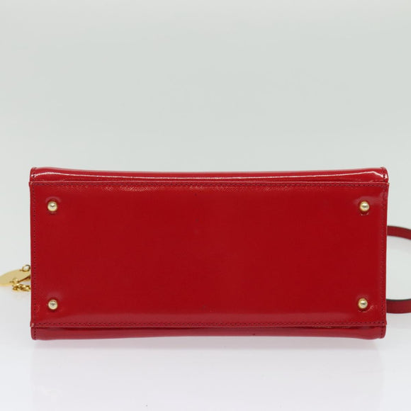 Gianni Versace Hand Bag Leather 2way Red Gold Auth ac3863