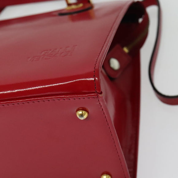Gianni Versace Hand Bag Leather 2way Red Gold Auth ac3863