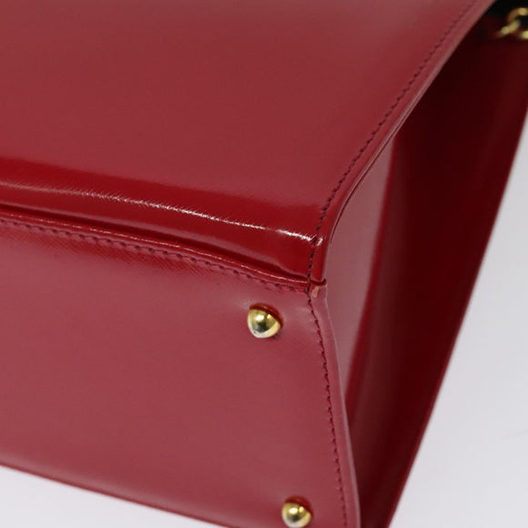 Gianni Versace Hand Bag Leather 2way Red Gold Auth ac3863