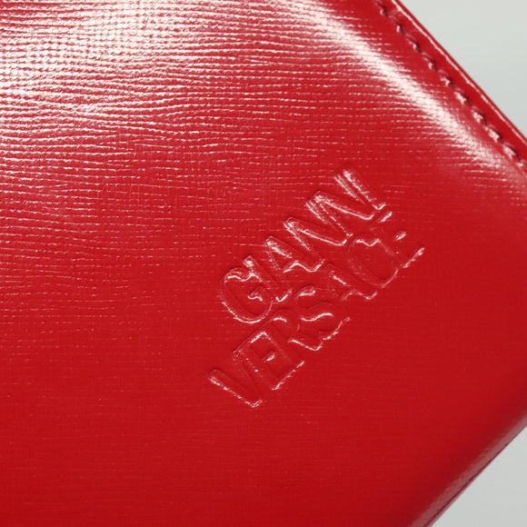 Gianni Versace Hand Bag Leather 2way Red Gold Auth ac3863