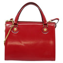 Gianni Versace Hand Bag Leather 2way Red Gold Auth ac3863-13