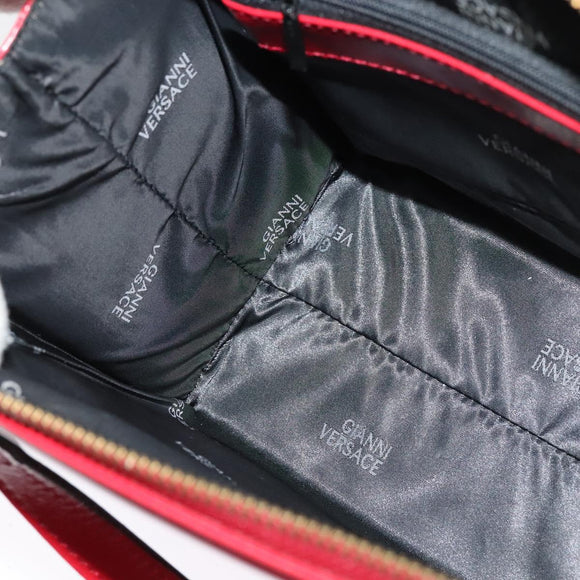 Gianni Versace Hand Bag Leather 2way Red Gold Auth ac3863