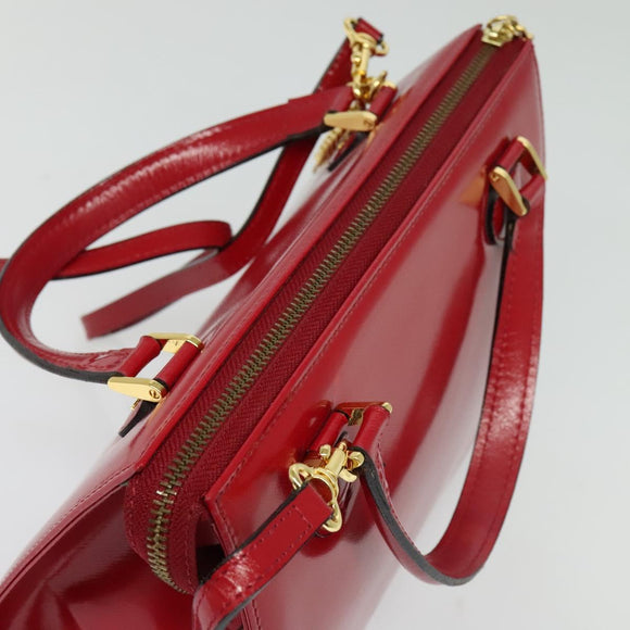 Gianni Versace Hand Bag Leather 2way Red Gold Auth ac3863