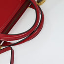 Gianni Versace Hand Bag Leather 2way Red Gold Auth ac3863-7