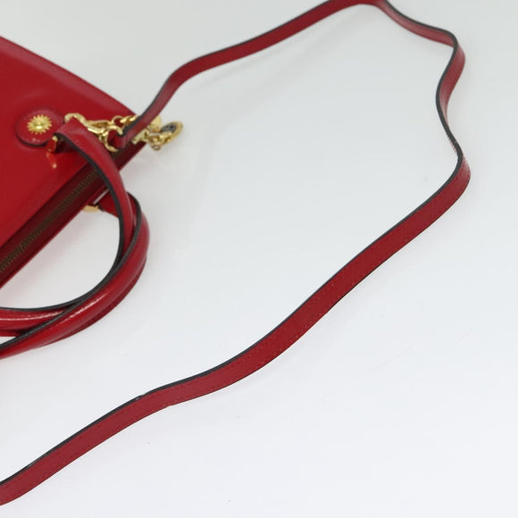 Gianni Versace Hand Bag Leather 2way Red Gold Auth ac3863