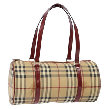BURBERRY Nova Check Hand Bag PVC Beige Auth ac3864