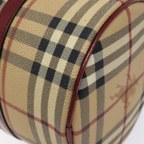 BURBERRY Nova Check Hand Bag PVC Beige Auth ac3864