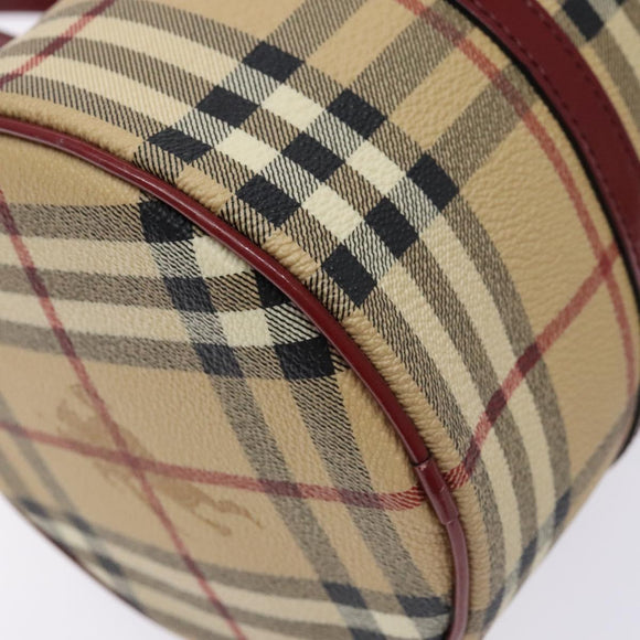 BURBERRY Nova Check Hand Bag PVC Beige Auth ac3864