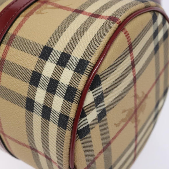 BURBERRY Nova Check Hand Bag PVC Beige Auth ac3864