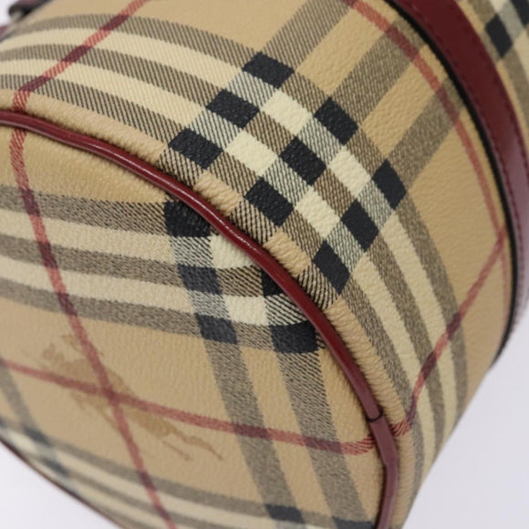 BURBERRY Nova Check Hand Bag PVC Beige Auth ac3864