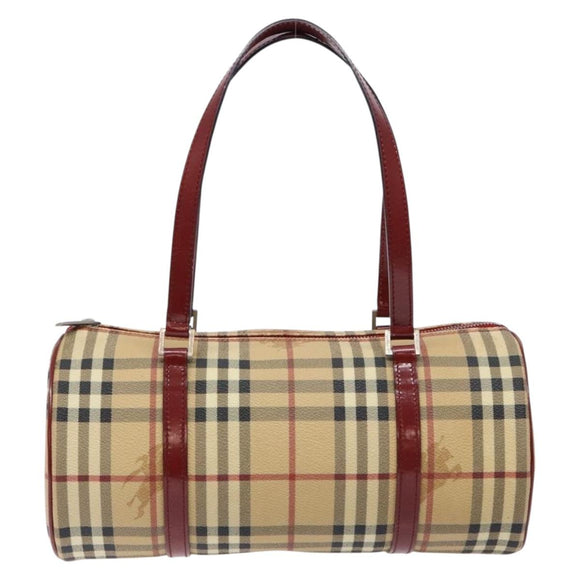 BURBERRY Nova Check Hand Bag PVC Beige Auth ac3864