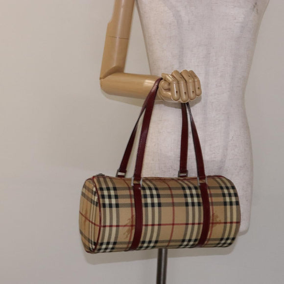 BURBERRY Nova Check Hand Bag PVC Beige Auth ac3864