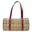 BURBERRY Nova Check Hand Bag PVC Beige Auth ac3864-2