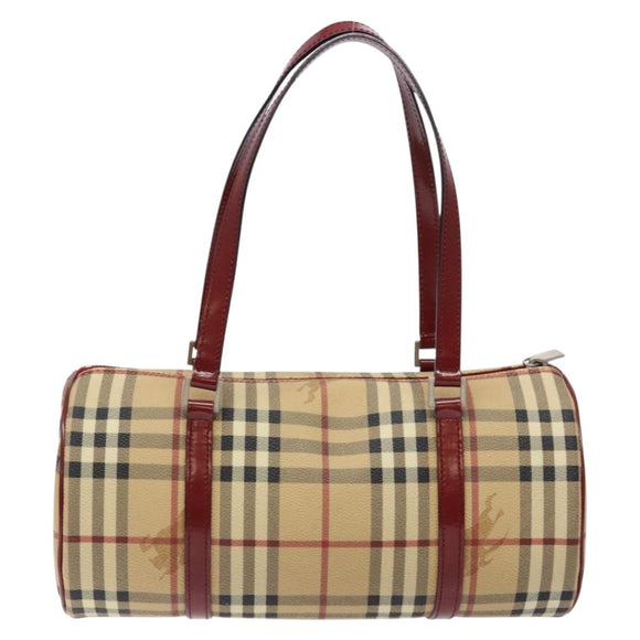 BURBERRY Nova Check Hand Bag PVC Beige Auth ac3864