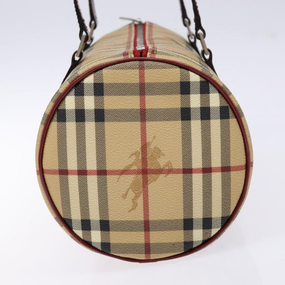 BURBERRY Nova Check Hand Bag PVC Beige Auth ac3864