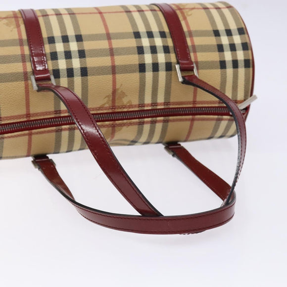 BURBERRY Nova Check Hand Bag PVC Beige Auth ac3864