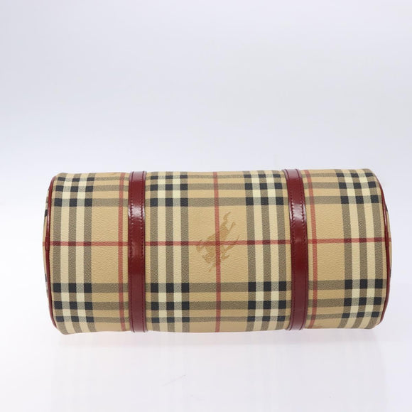 BURBERRY Nova Check Hand Bag PVC Beige Auth ac3864