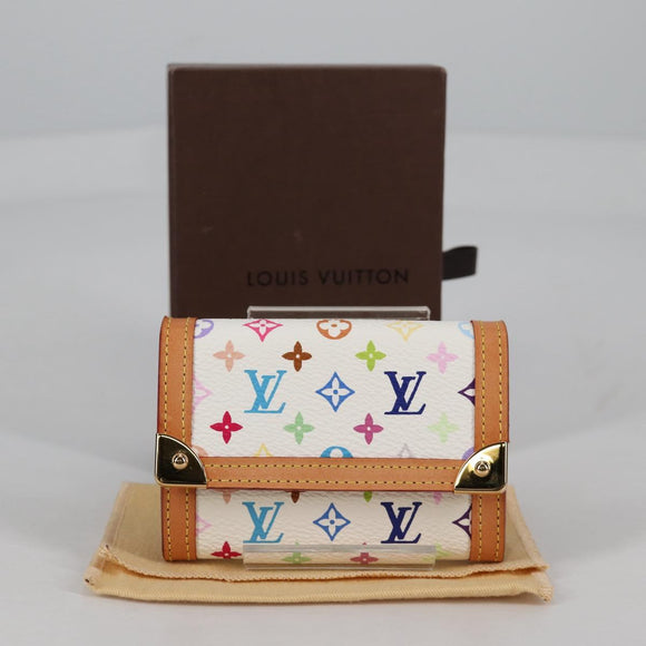LOUIS VUITTON Multicolor Porte Monnaie Pla Coin Purse White M92657 Auth ac3869V