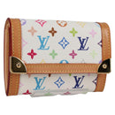 LOUIS VUITTON Multicolor Porte Monnaie Pla Coin Purse White M92657 Auth ac3869V-1