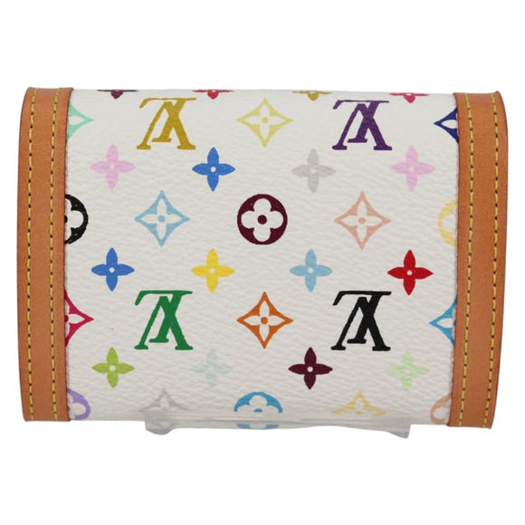 LOUIS VUITTON Multicolor Porte Monnaie Pla Coin Purse White M92657 Auth ac3869V
