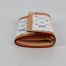 LOUIS VUITTON Multicolor Porte Monnaie Pla Coin Purse White M92657 Auth ac3869V-4