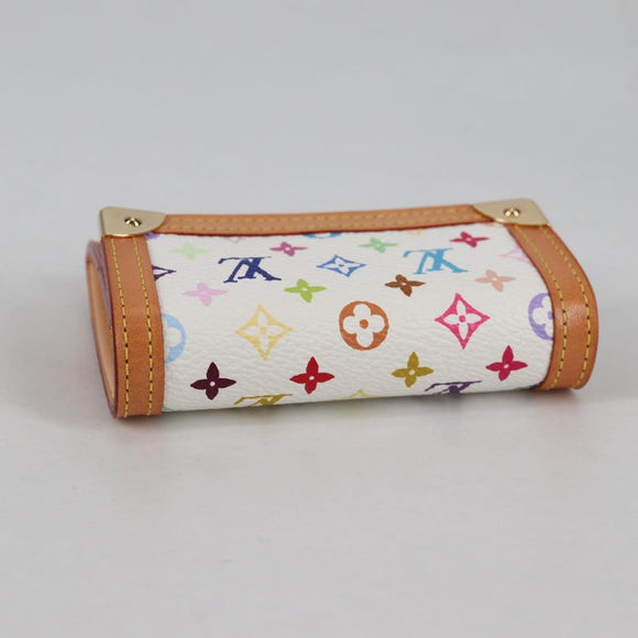 LOUIS VUITTON Multicolor Porte Monnaie Pla Coin Purse White M92657 Auth ac3869V