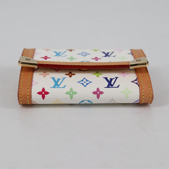 LOUIS VUITTON Multicolor Porte Monnaie Pla Coin Purse White M92657 Auth ac3869V