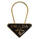 PRADA Key Ring metal Black Gold Auth ac3873-2