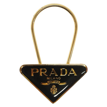 PRADA Key Ring metal Black Gold Auth ac3873 - 0