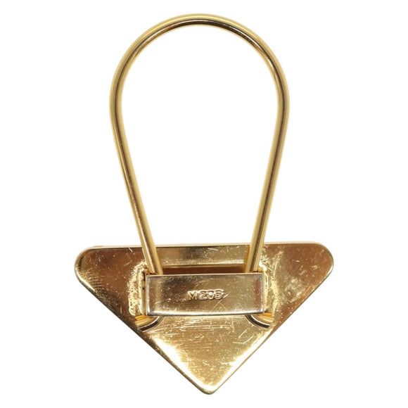 PRADA Key Ring metal Black Gold Auth ac3873