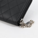 CHANEL Cambon Line Matelasse Long Wallet Leather Black CC Auth ac3874M-17