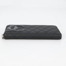 CHANEL Cambon Line Matelasse Long Wallet Leather Black CC Auth ac3874M-6