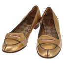 GUCCI Pumps Leather Gold Auth ac3875-1