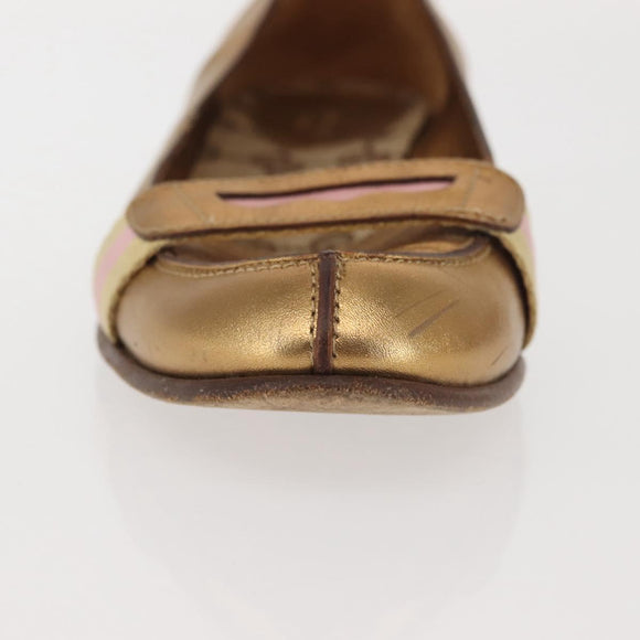 GUCCI Pumps Leather Gold Auth ac3875