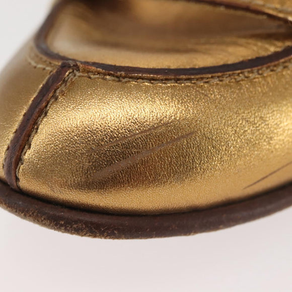 GUCCI Pumps Leather Gold Auth ac3875