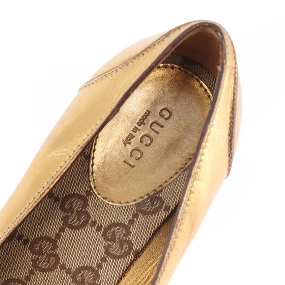 GUCCI Pumps Leder Gold Auth ac3875