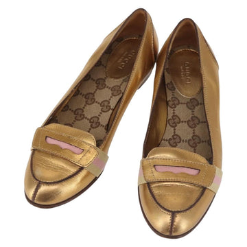 GUCCI Pumps Leather Gold Auth ac3875 - 0
