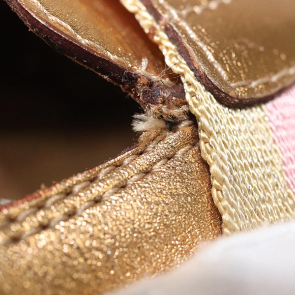 GUCCI Pumps Leather Gold Auth ac3875