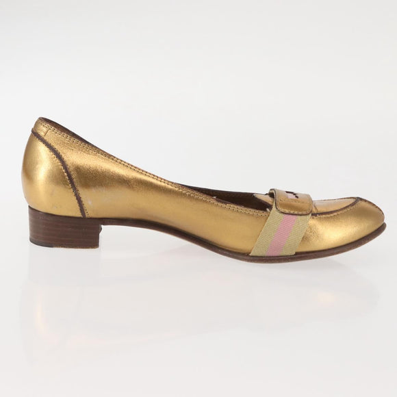 GUCCI Pumps Leder Gold Auth ac3875
