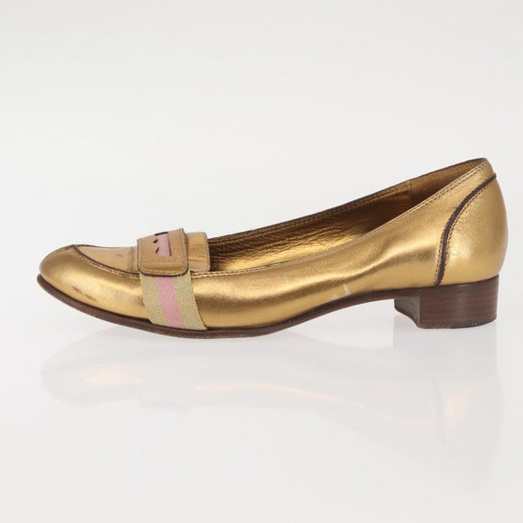 GUCCI Pumps Leder Gold Auth ac3875