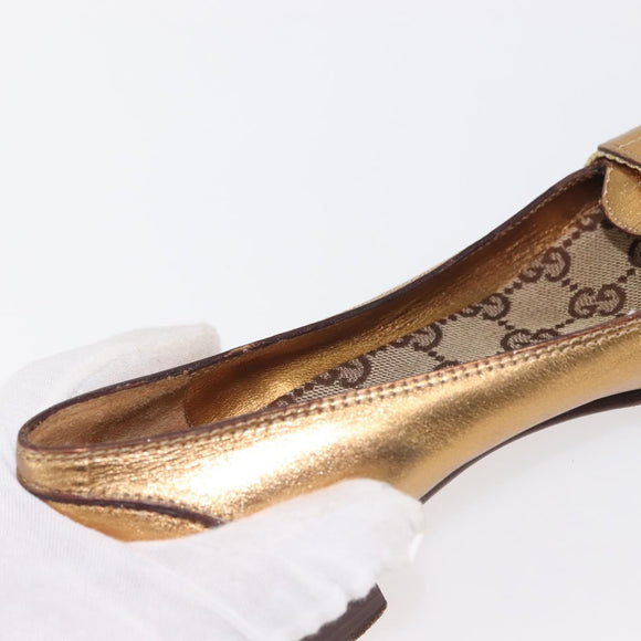 GUCCI Pumps Leder Gold Auth ac3875