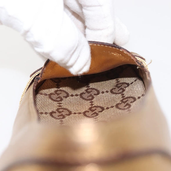 GUCCI Pumps Leather Gold Auth ac3875