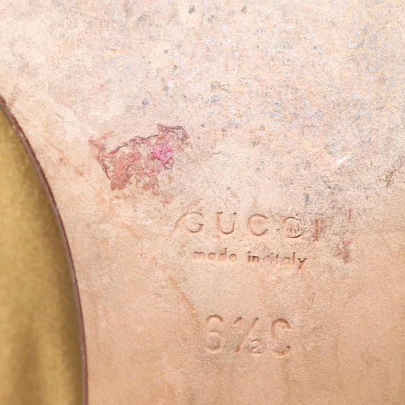 GUCCI Pumps Leather Gold Auth ac3875