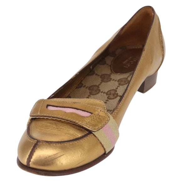 GUCCI Pumps Leder Gold Auth ac3875