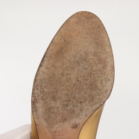 GUCCI Pumps Leder Gold Auth ac3875