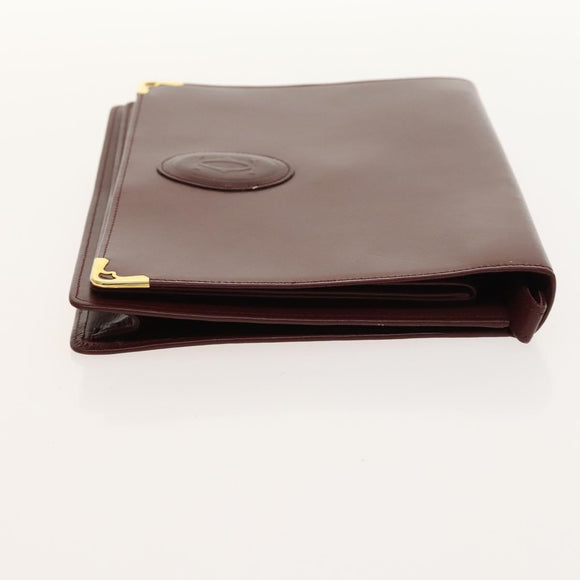 CARTIER Must Line Chain Bag Leather 2Set Bordeaux Auth ac3876